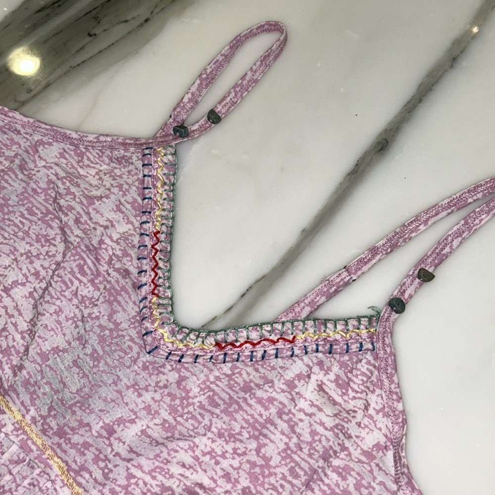 Hand Embroidered Pink Tank Top-M - Picture 5 of 16